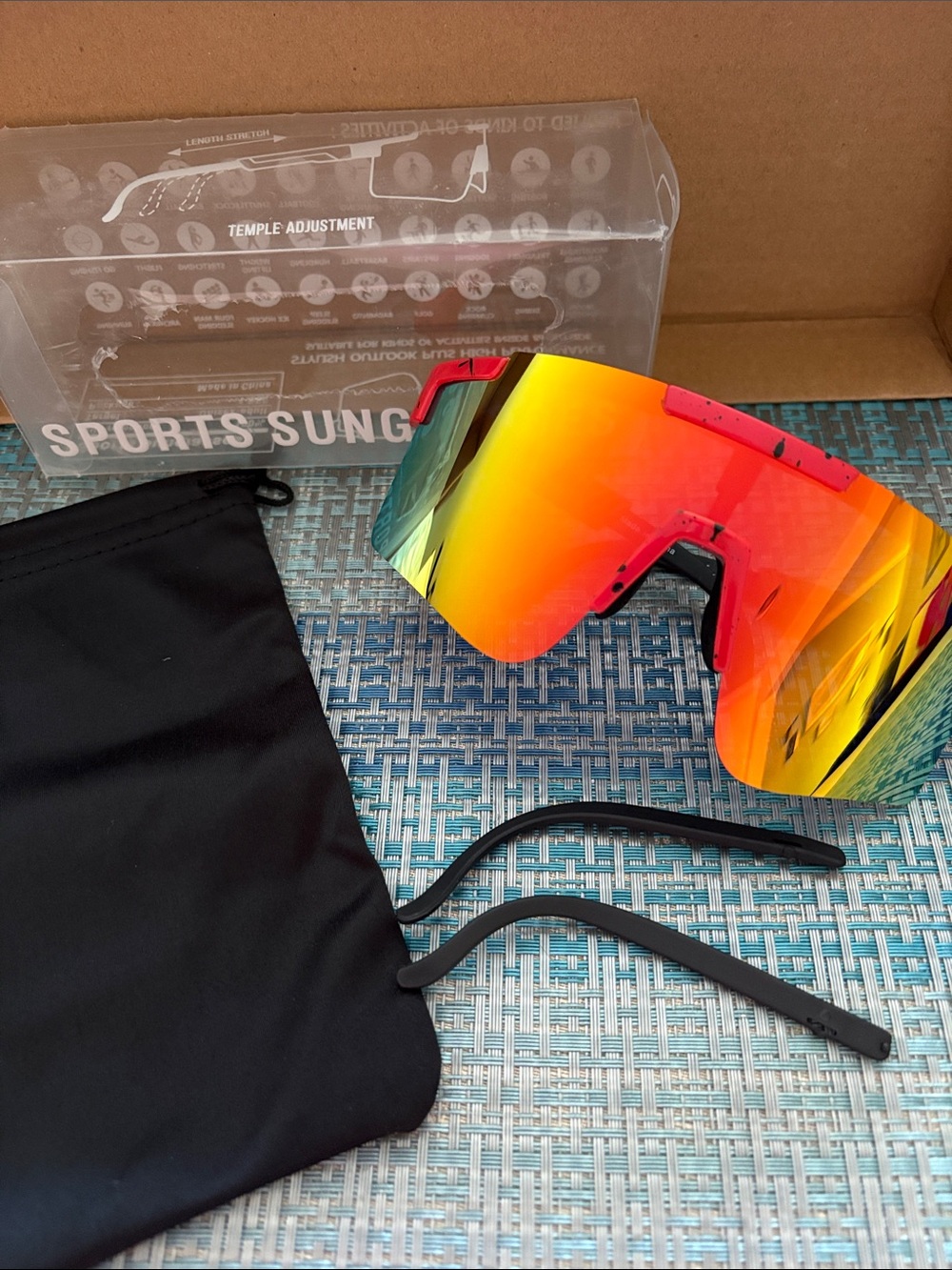 New Mirrored cycling Sunglasses - Red/Orange/Yellow Lens unisex